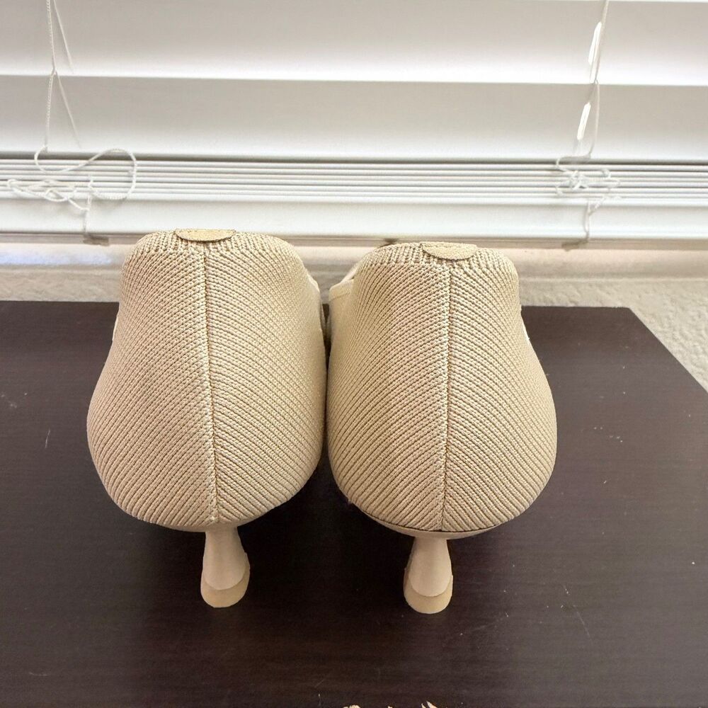 VIVAIA Scarlett Pointed Toe Kitten Heels Beige Knit Pumps Size 40 / US 9 - Picture 5 of 16